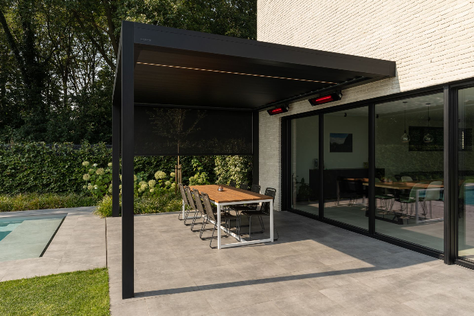 B250XL Brustor lamellendak zwart Antwerpen Pergola